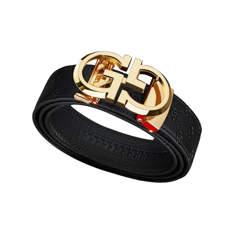 WilliamPOLO Cow Leather Leather Belts Men's Gold Width  3.5cm-2