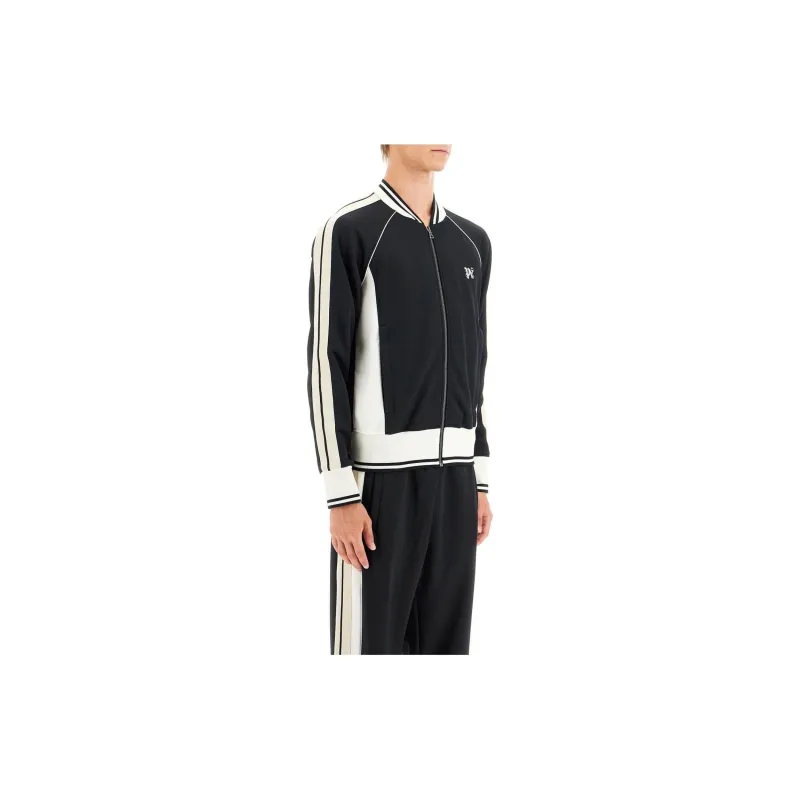 PALM ANGELS Pa Monogram Embroidered Zip Up Sweatshirt-1