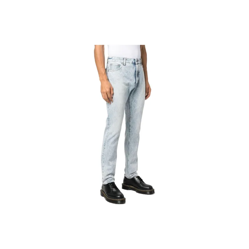 PALM ANGELS Curved Logo Print Straight Fit Jeans-3