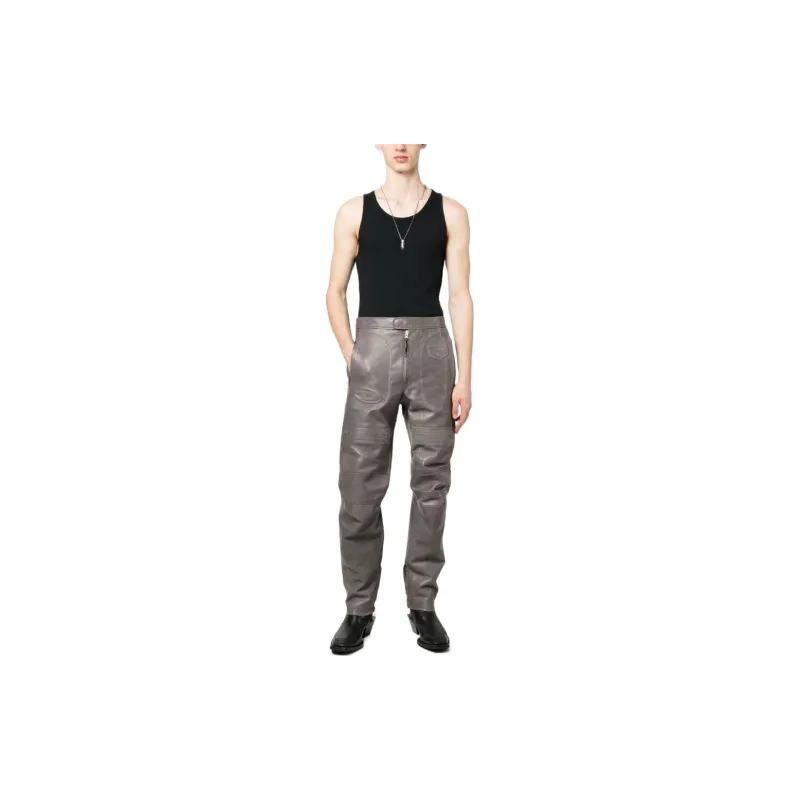 DIESEL SS23 Leather Pants Men Brown-1
