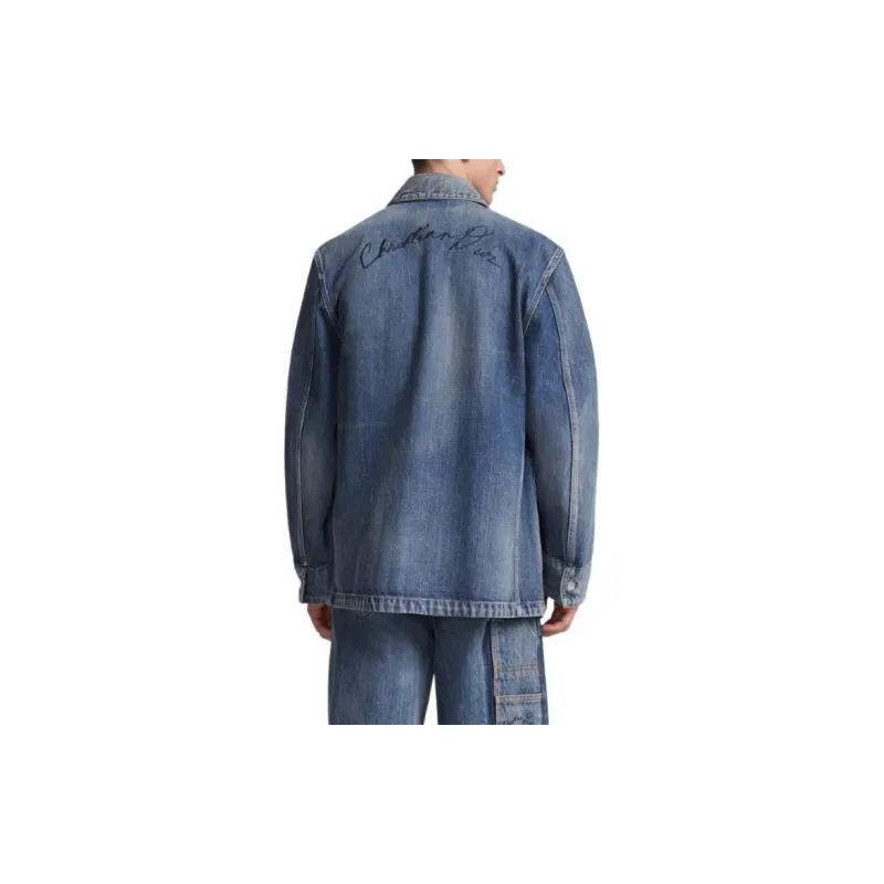 DIOR Collared Button Up Denim Jacket-3