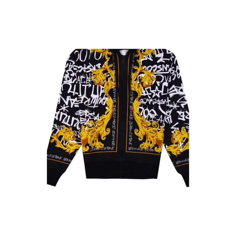 VERSACE JEANS Barocco Print Zip Up Drawstring Hoodie-7