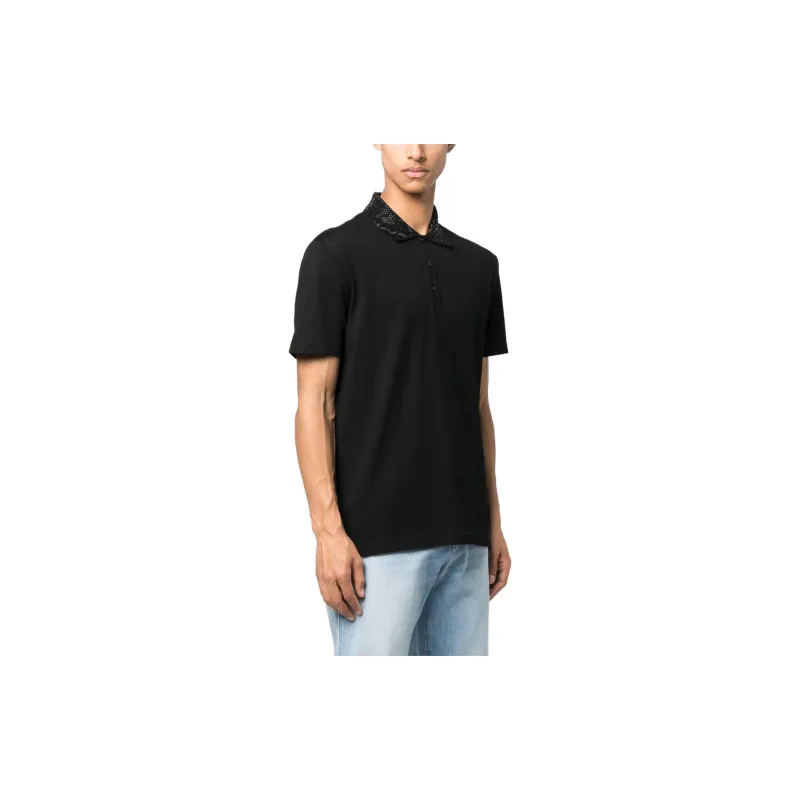 VERSACE Embellished Short Sleeved Polo Shirt-3