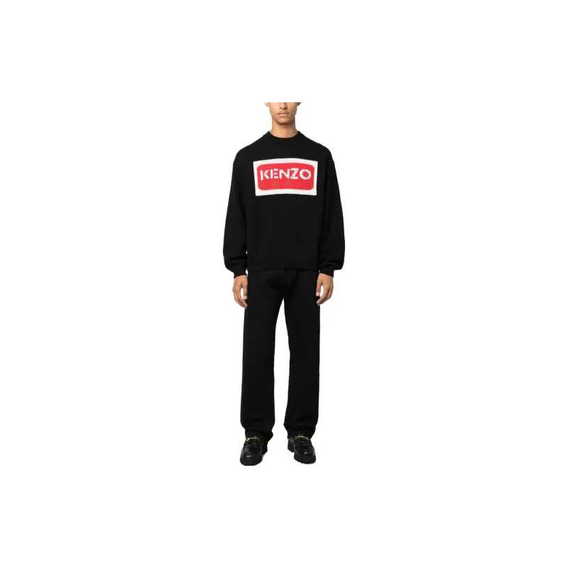KENZO Logo Intarsia Knitted Crewneck Jumper-3