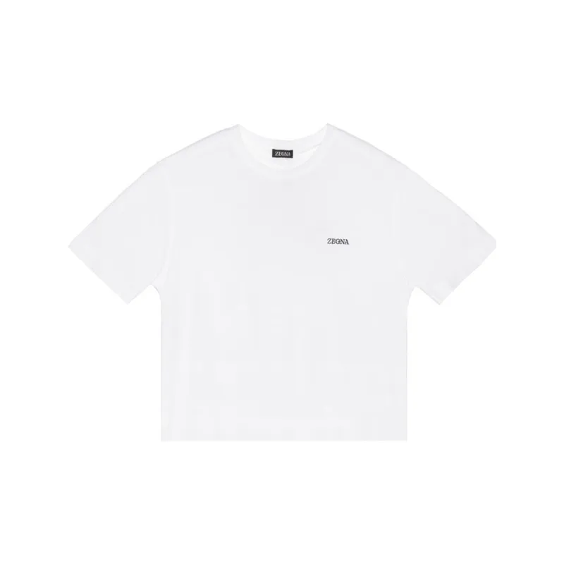 Ermenegildo Zegna Logo Embroidered Crewneck T Shirt-4