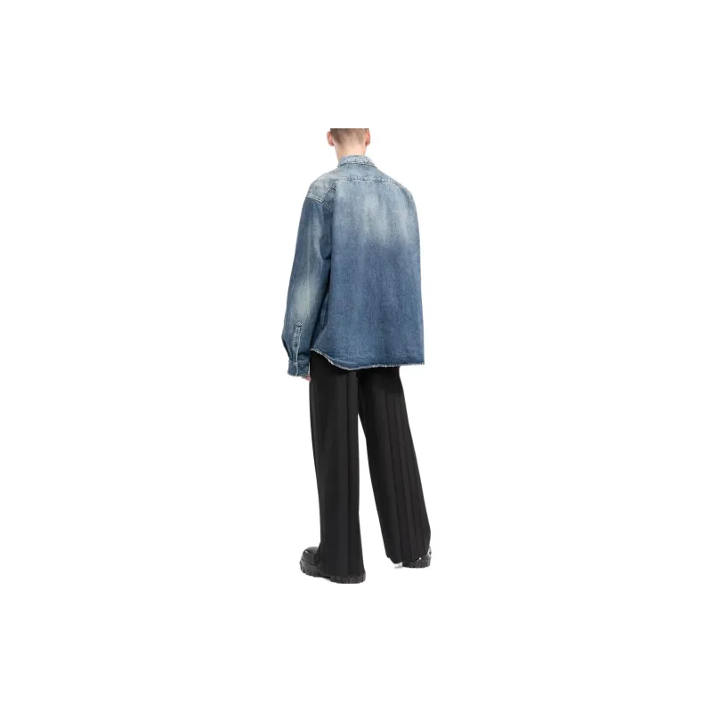 Balenciaga Shirt Loose Fit Style Men's Blue-1