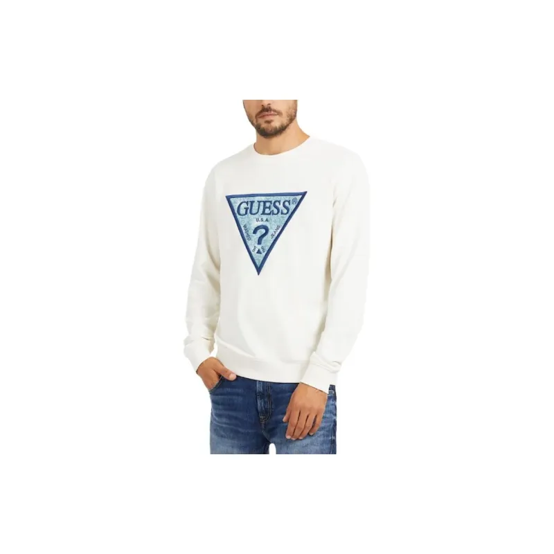 GUESS Eco Triangle Crewneck Sweatshirt Sweatshirt Men's Beige-3