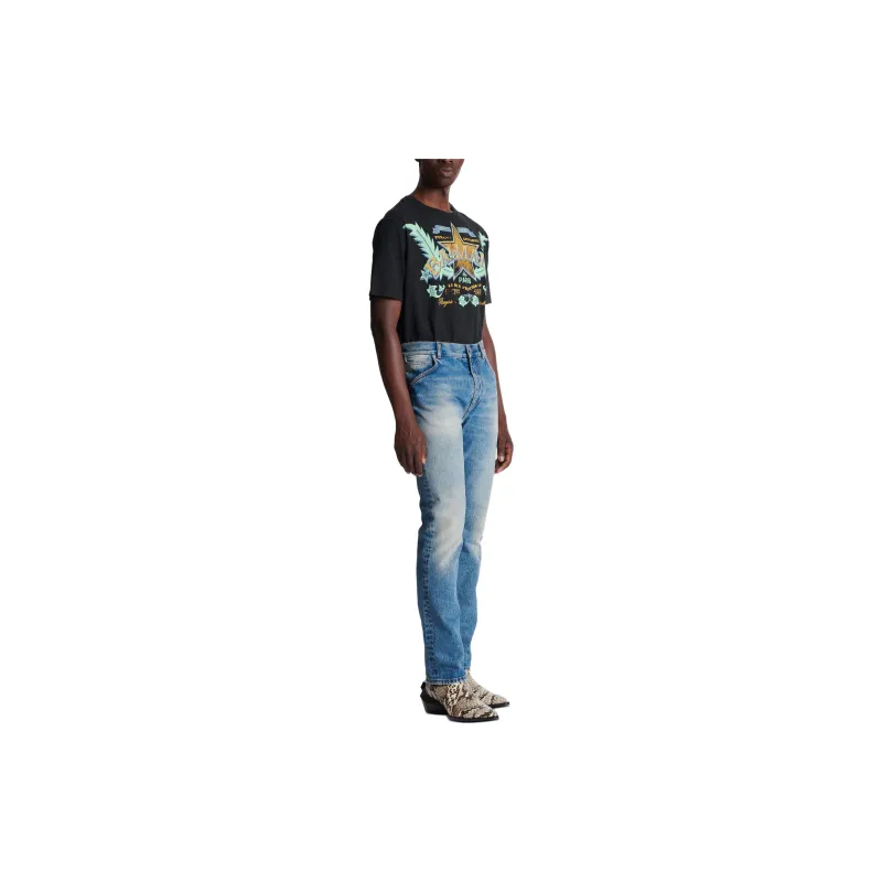 BALMAIN Vintage Effect Mid Rise Jeans-3