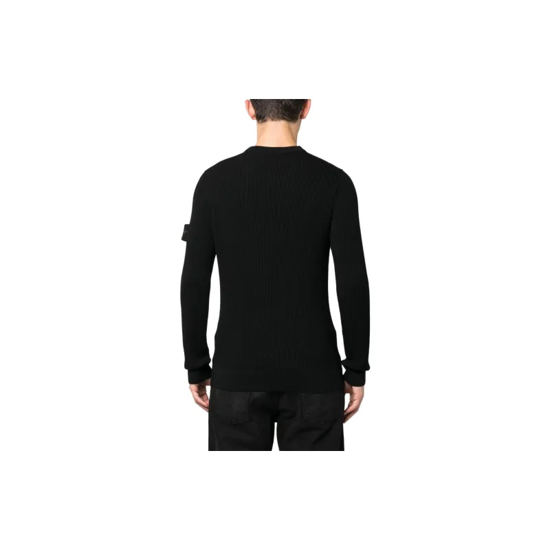 STONE ISLAND Logo Patch Crewneck Knitted Jumper-2