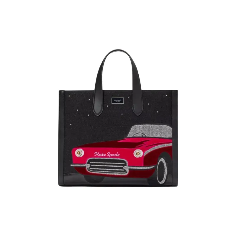 Kate Spade Manhattan Polyester Tote Bag Shopping Bag Shoulder Bag Crossbody Bag Handbag Large Size Women's Black-0