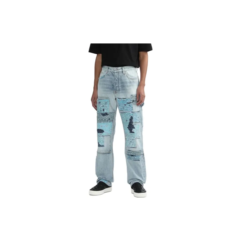 AMIRI Patchwork Detailed Straight Leg Jeans-4