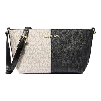MICHAEL KORS Jet Set Coated Canvas Shoulder Bag, Crossbody Bag Trumpets Women's Black