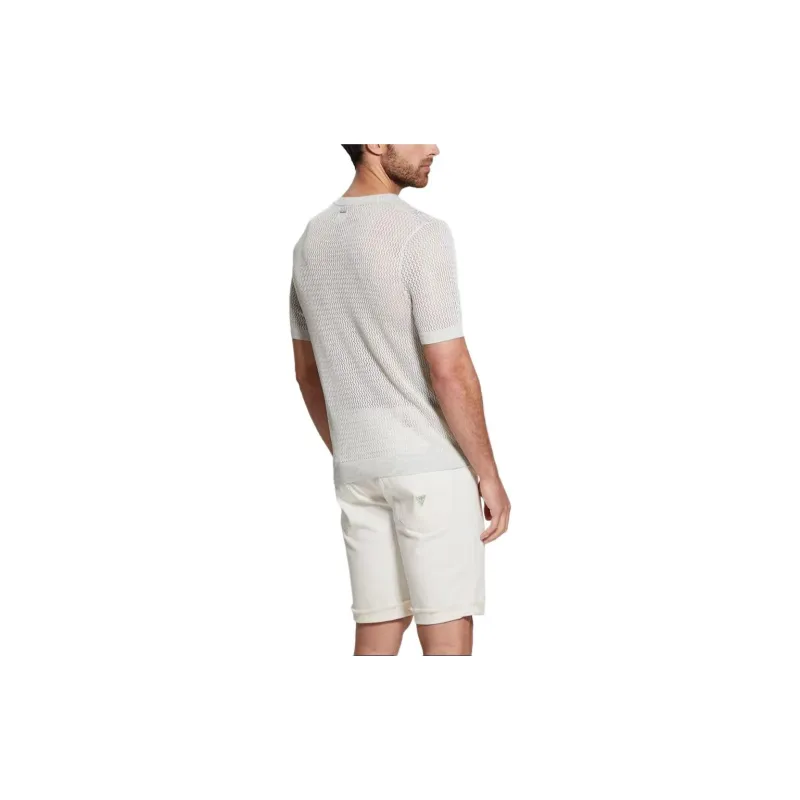 GUESS SS24 Eco Noah Open-Knit Sweater Tee T-Shirt Men's Light Gray-2