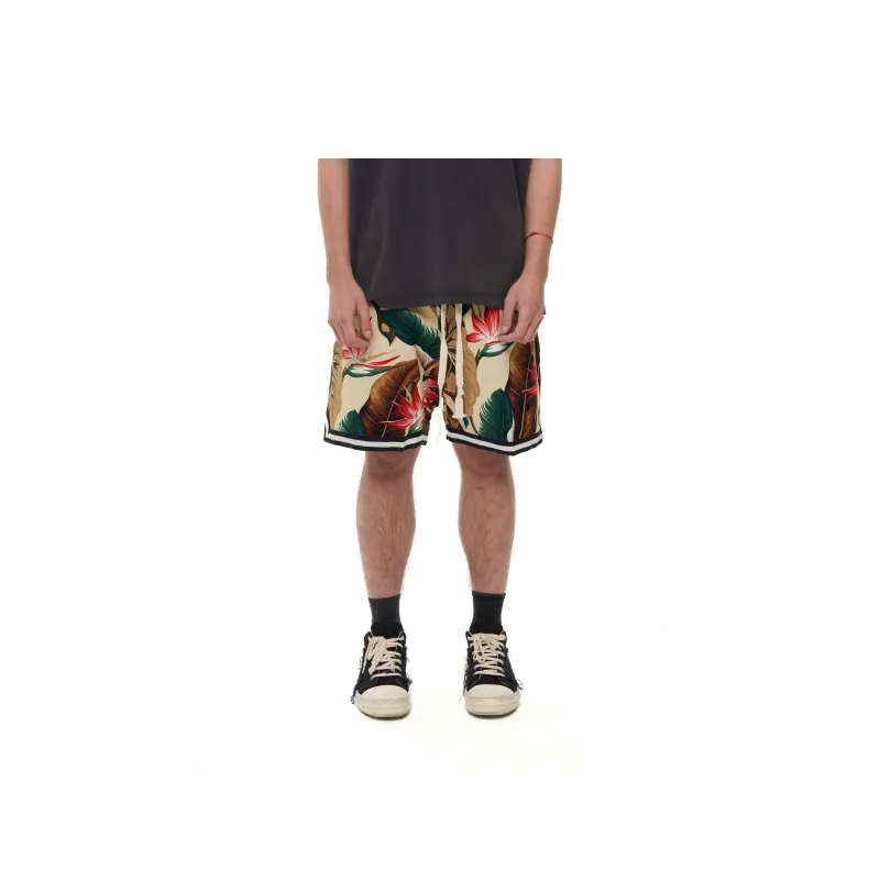 JUNGLE GURL Breathable Basketball Shorts Unisex Yellow Banana Leaves-3