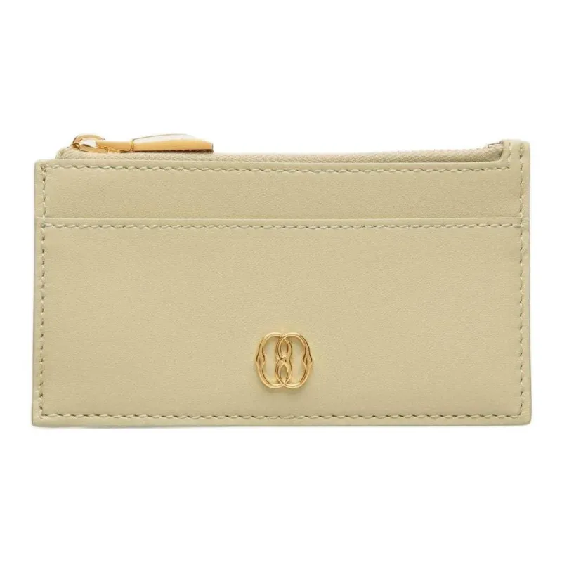 BALLY Emblem Solid Color Calfskin Zip Closure Coin And Card Holder Women's Light Green-0
