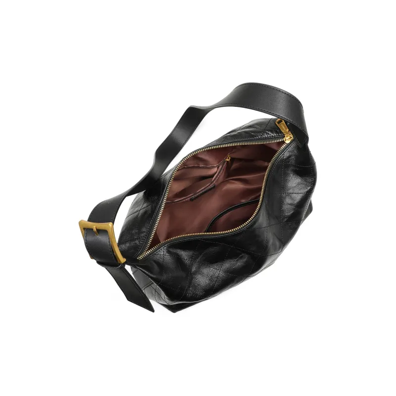 MILLIE'S Cow Leather With Synthetic Leather Underarm Shoulder Bag Tote Regular Women's Black-3