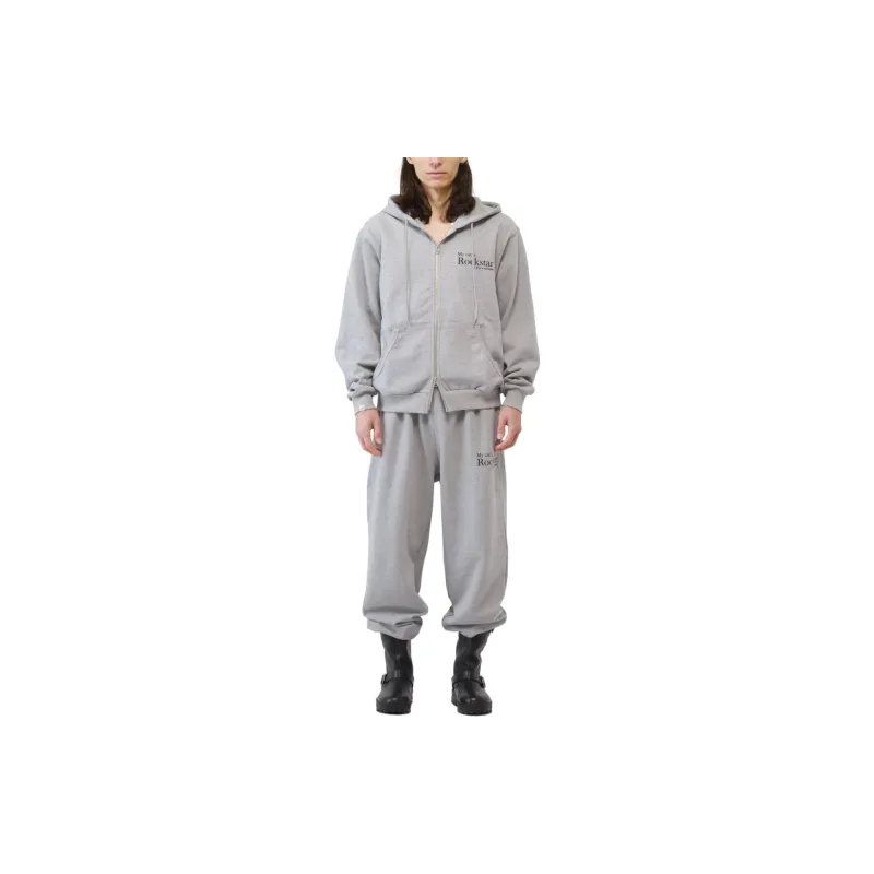 JOEGUSH Smile Rockstar Hoodie Zip-Up Sweatshirt Unisex Grey/Gray-3