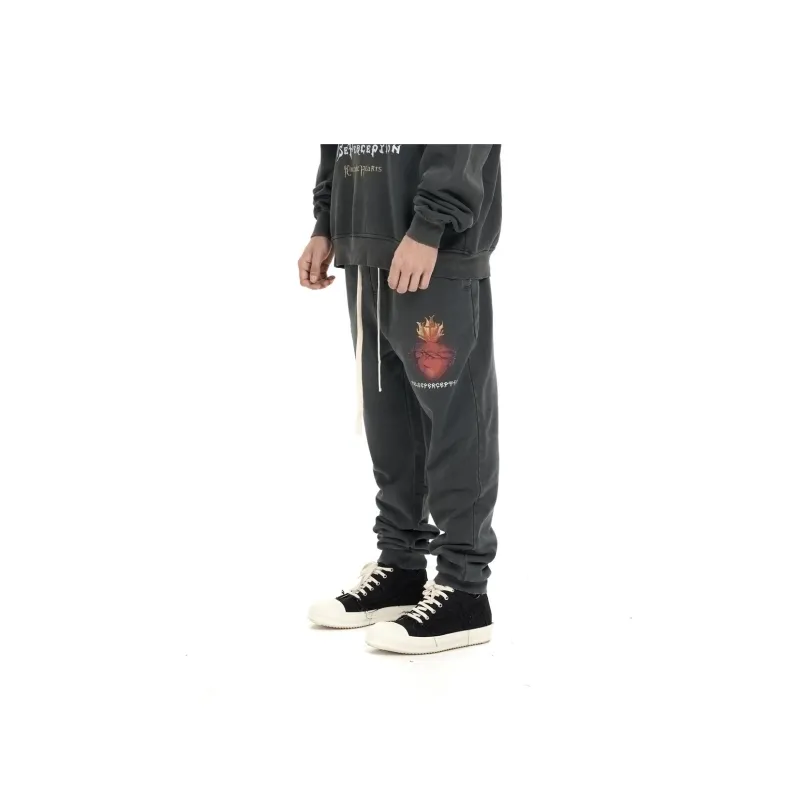 False Perception Casual Pants Unisex Washed Black-3