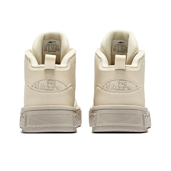 Erke Anti-Slip Wear-Resistant High-Top Skateboard Shoes Women's Egg Cream Gray-3
