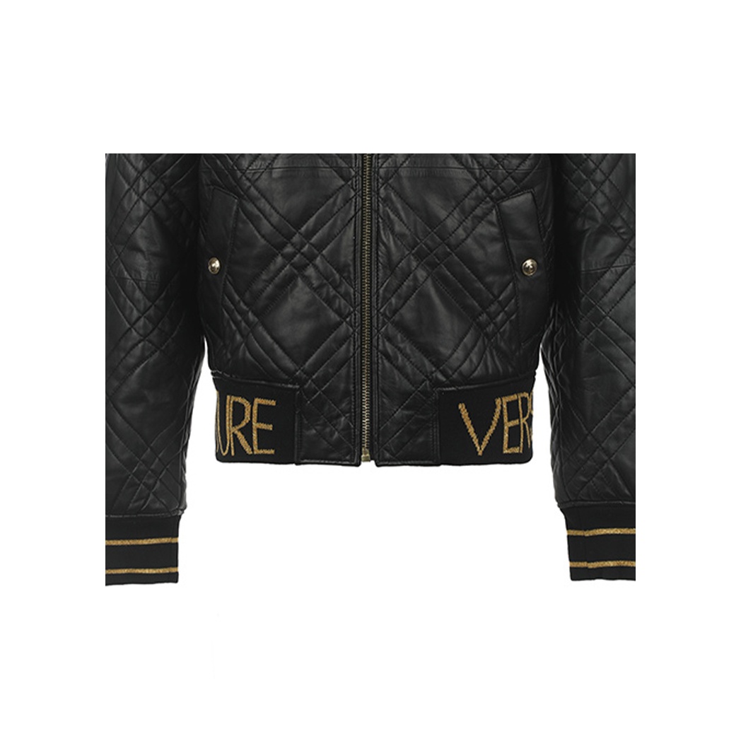 VERSACE JEANS COUTURE FW23 Leather Jacket Men's Black - POIZON