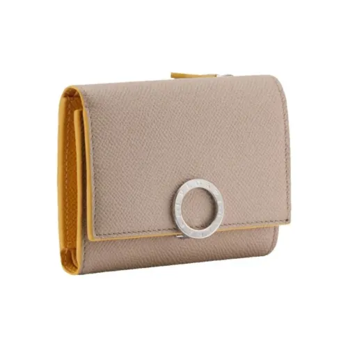 BVLGARI Grained Calfskin Wallet Women's Misty Opal Gray