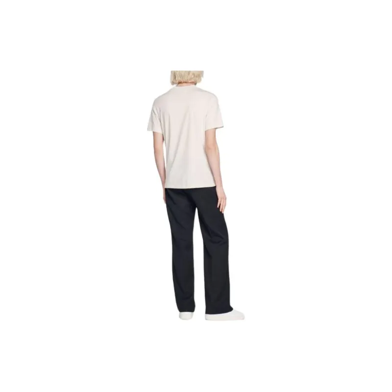 Sandro Gri Organik Pamuklu T-Shirt T-Shirt Men's Beige-1