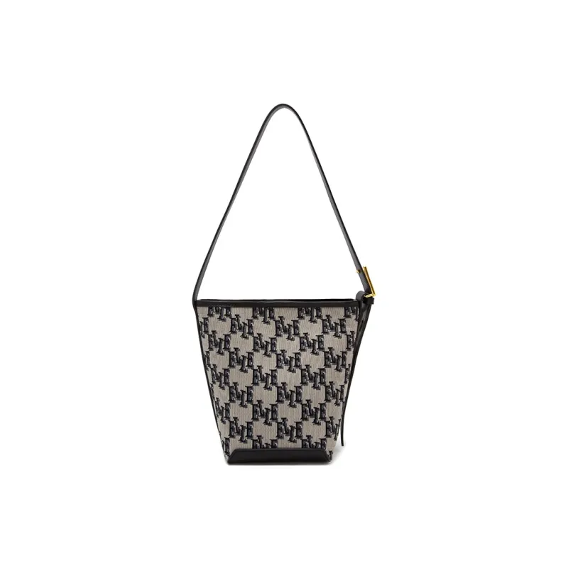 ELLE Fabric Multi Compartment With Leather Large Bucket Shoulder Bag Medium Size Women's Multicolor-2