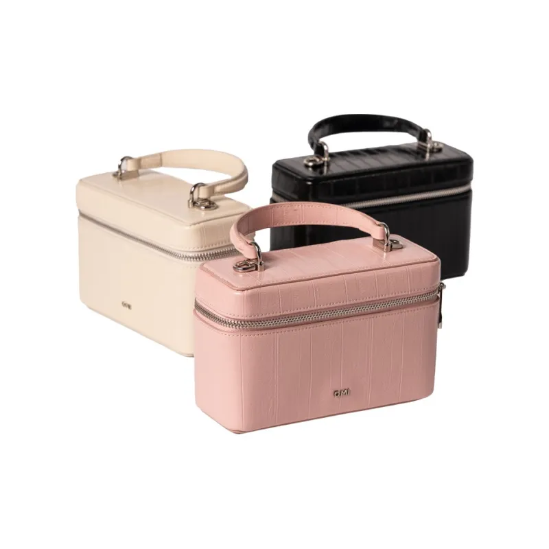 OMI Synthetic Leather Shoulder Bag, Crossbody Bag, Handbag Regular Women's Black/White/Pink-4