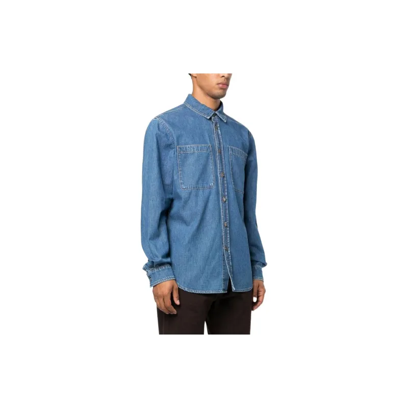 MOSCHINO Teddy Bear-Printed Buttoned Denim Shirt-1