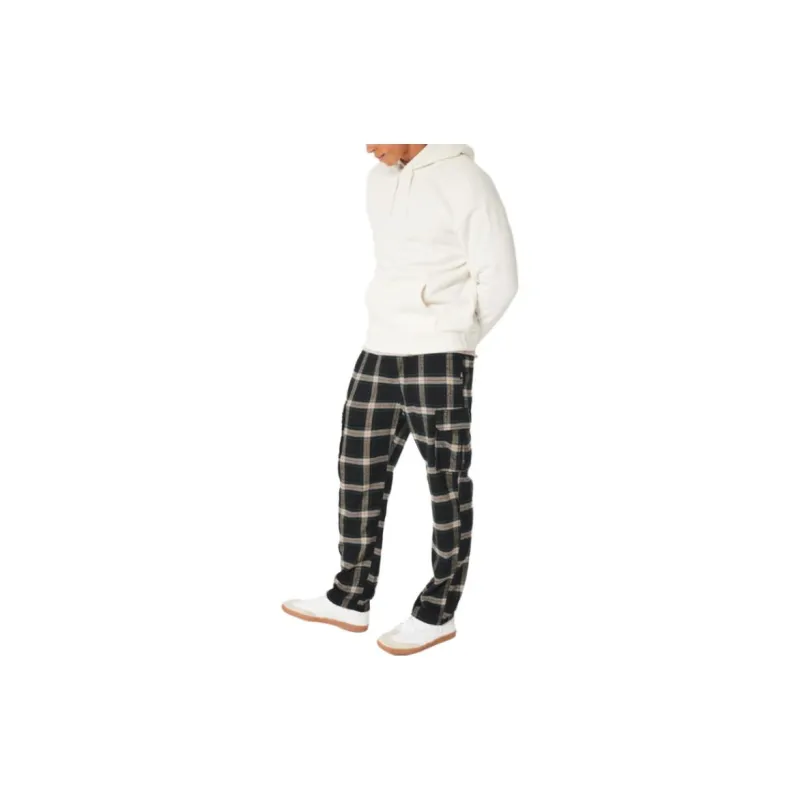 Hollister Cargo Pants Men's Black Plaid-3