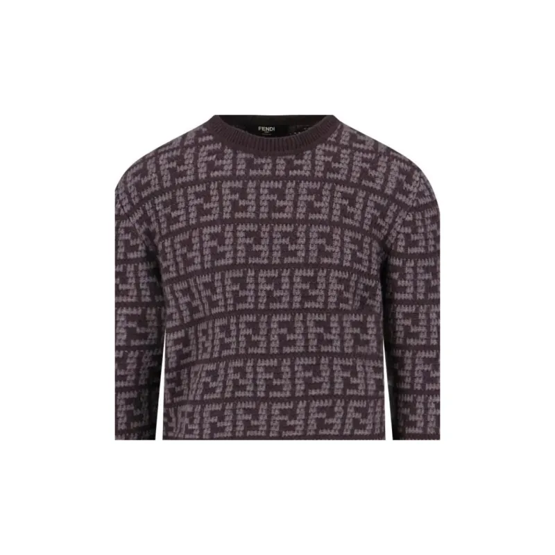 FENDI Monogrammed Intarsia Knit Sweaters-4
