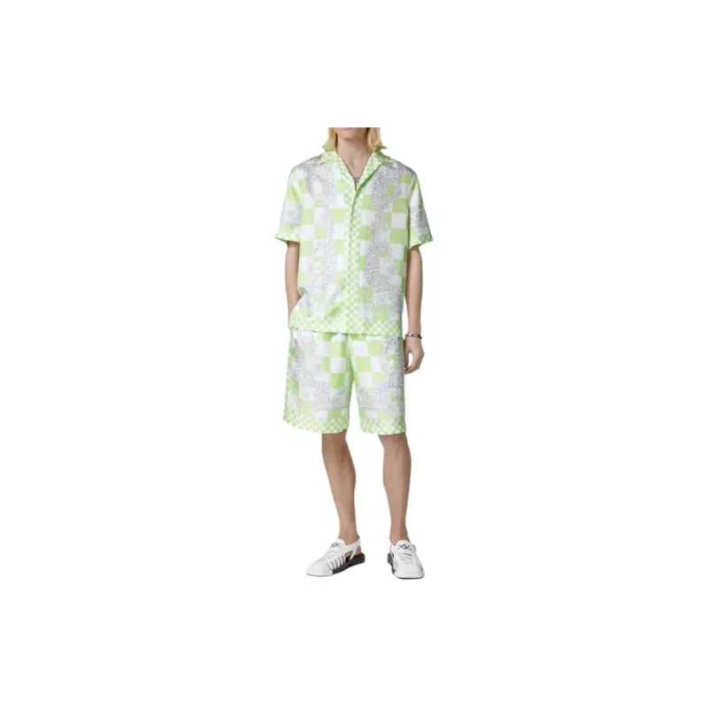 VERSACE Medusa Print Checkered Silk Shirt-2