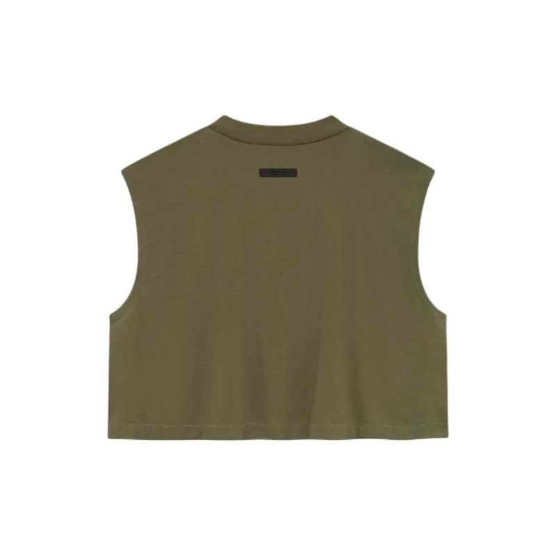 Fear Of God Essentials Women'ss Tri Blend Cropped Muscle Tee Military-1