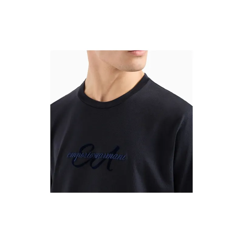 EMPORIO ARMANI Asv Lightweight Jersey T shirt With Italic Logo Embroidery-4