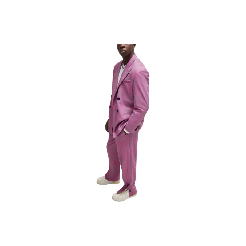 HUGO BOSS Modern-Fit Suit In Printed Performance-Stretch Fabric Business Suits Men's Pink-2