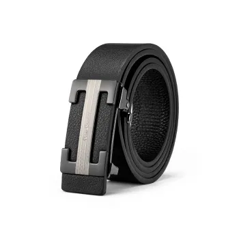 PIERRE CARDIN Cow Head Leather Belts Men's Black 3.4cm
