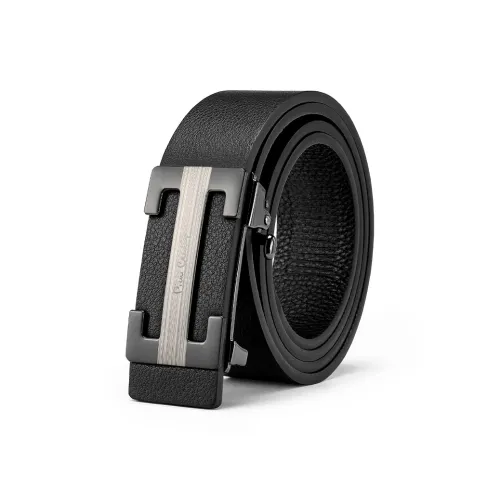 PIERRE CARDIN Cow Head Leather Belts Men's Black 3.4cm