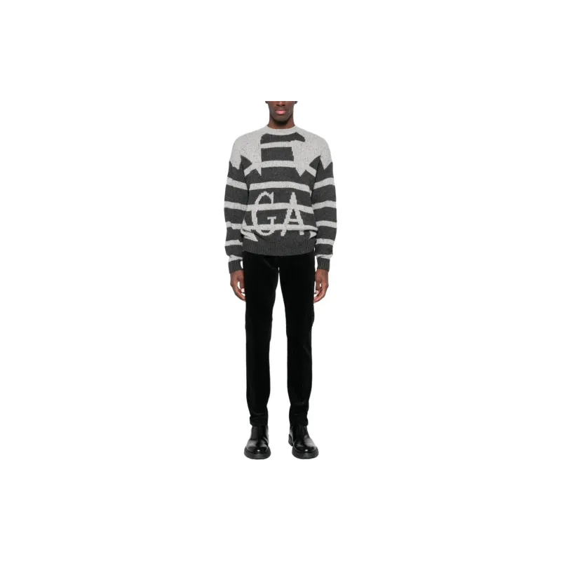 EMPORIO ARMANI Logo Intarsia Knit Crewneck Jumper-8