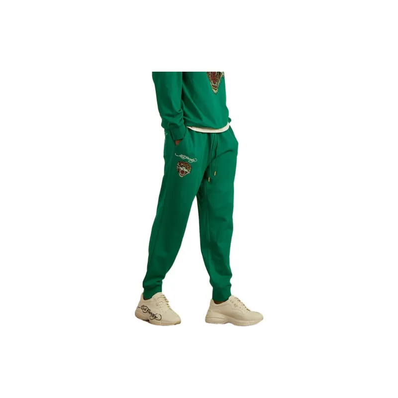 Ed Hardy Knitted Sweatpants Unisex Olive Green E1OSM161-4