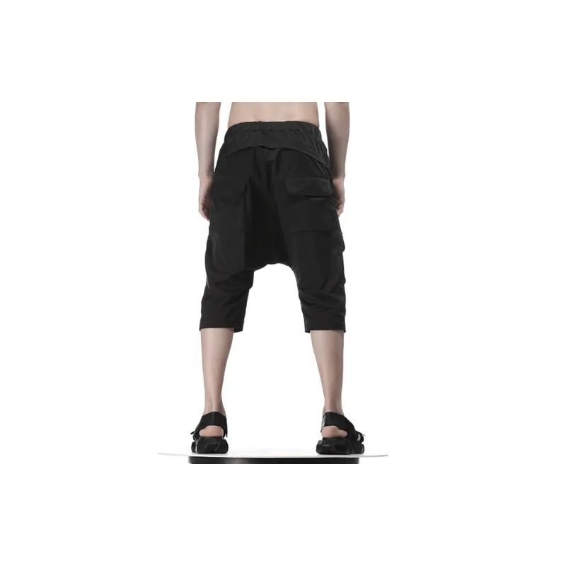 NORVINCY Straight Fit Loose Fit Black Warrior Solid Color Cargo Pants Men's Black-4
