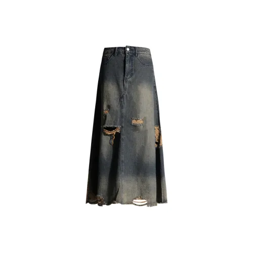 OUTDOORPRINCE Denim Long Skirts Women's Wasteland Blue