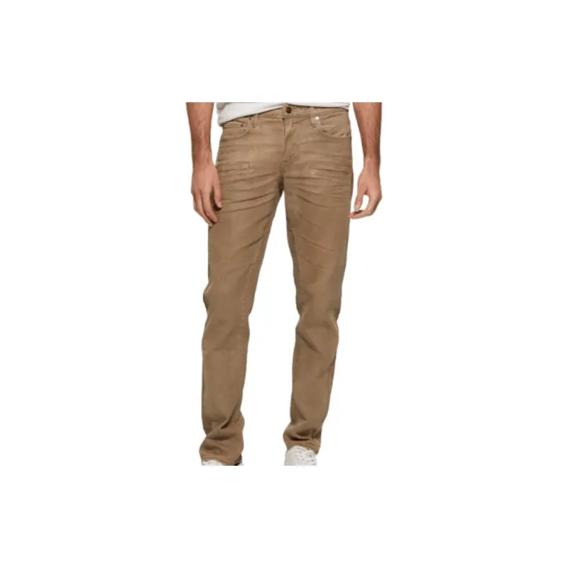 GUESS Coated Denim Slim Tapered Zip Jeans Jeans Men's Isotope Brown-4