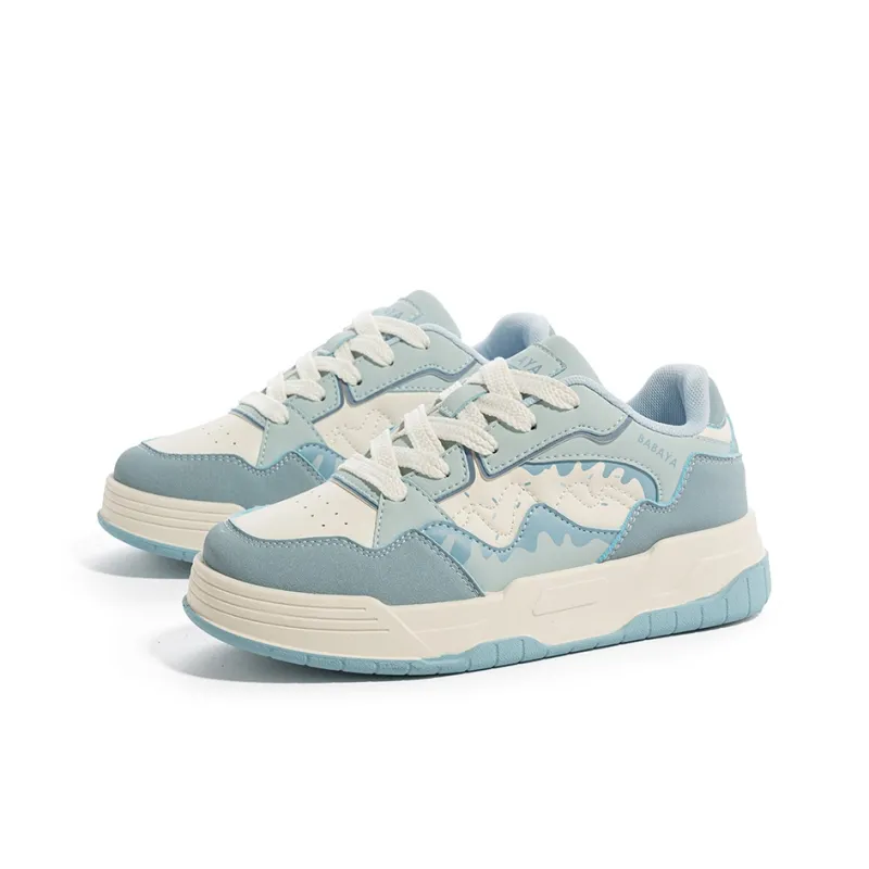 BABAYA KIDS Anti Slip And Wear Resistant Breathable Low Top Skateboard Shoes Women's Denim Blue-2