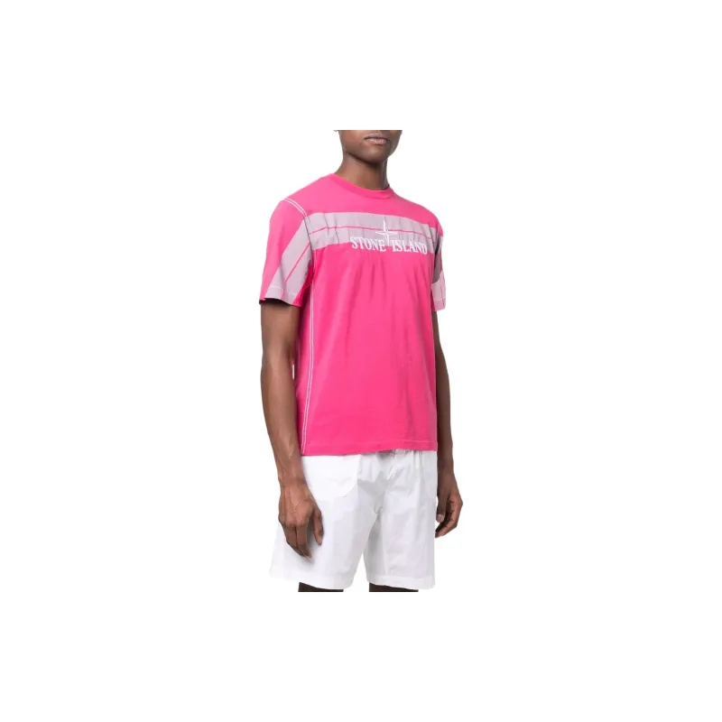 STONE ISLAND T Shirts Men Pink-2