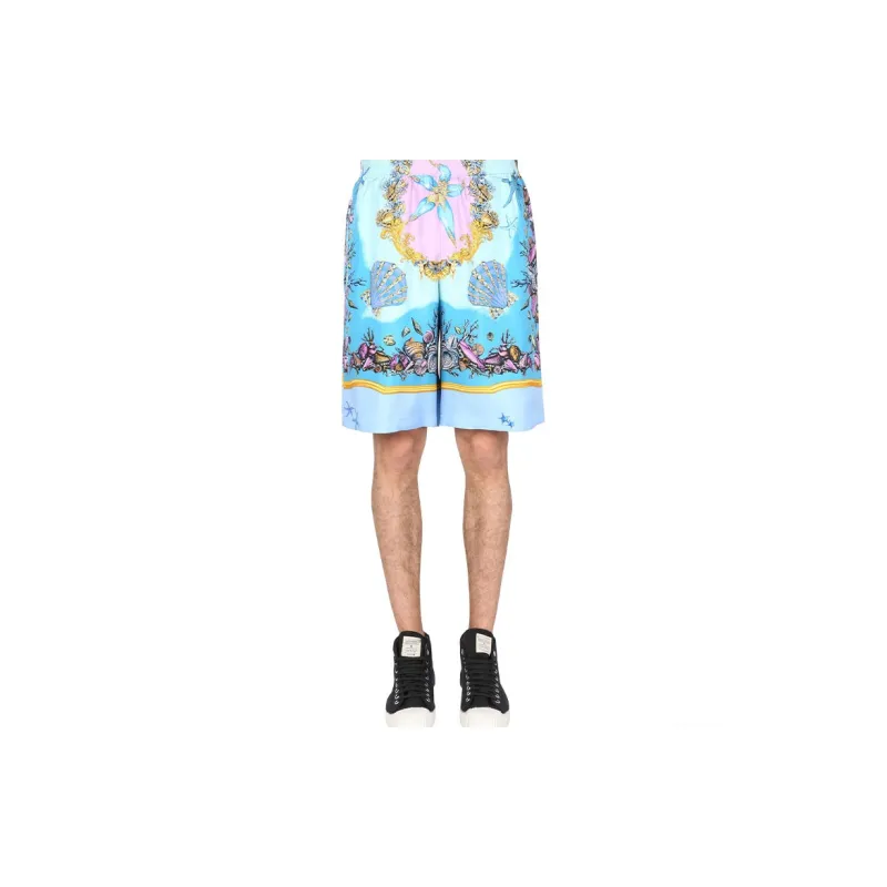 VERSACE Trésor De La Mer Print Silk Shorts-3