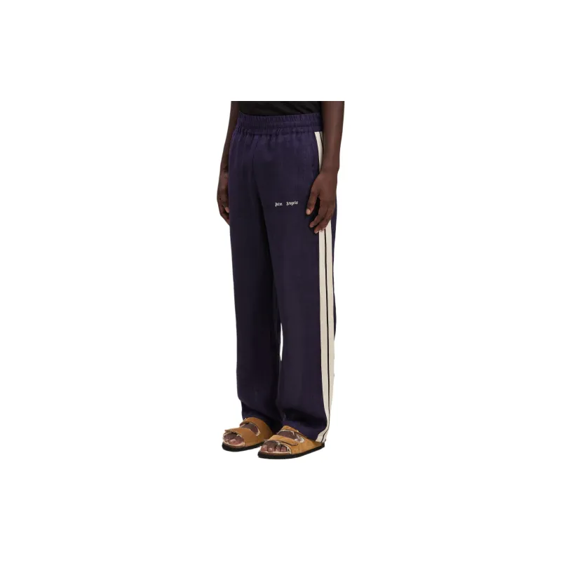 PALM ANGELS Logo Print Linen Track Pants-3