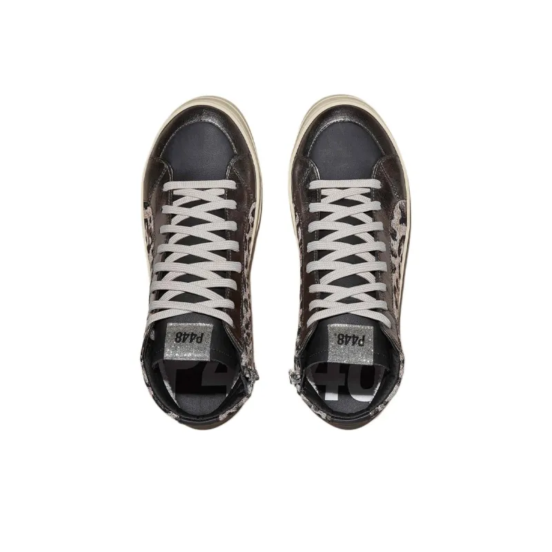 P448 High-Top Skateboard Shoes Women's Black-3