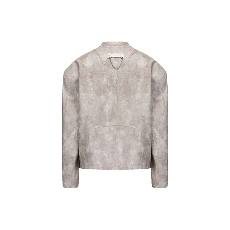 VANN VALRENCÉ Leather Jacket Unisex Light Gray-1