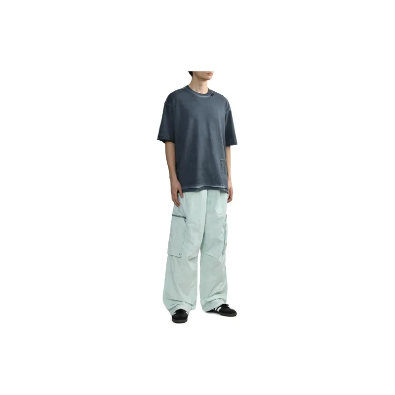 Izzue Logo embroidery Crinkled Cargo Trousers-8