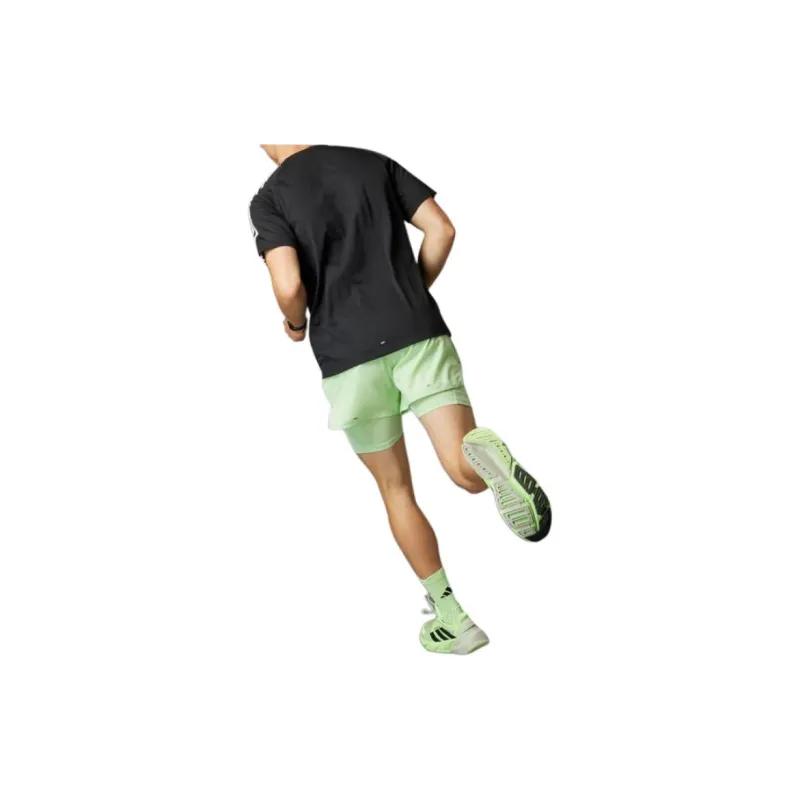 Adidas Own The Run 3-Stripes 2-In-1 Shorts Casual Shorts Men's Green-2